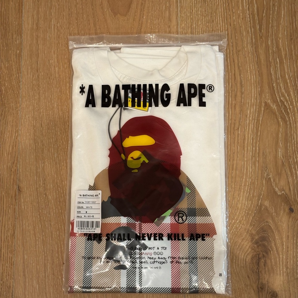 Bape White and Red Short Sleeve Tee